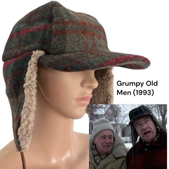 VTG  Eddie Bauer Wool Plaid Trapper Hat As Seen On TV Grumpy Old Men Style 90s - Picture 1 of 11